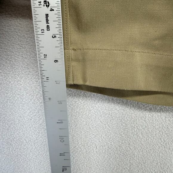 Vintage French Military Shorts Mens 34 Brown Khaki Pleated Button Fly 7" m52 50s - Picture 3 of 11